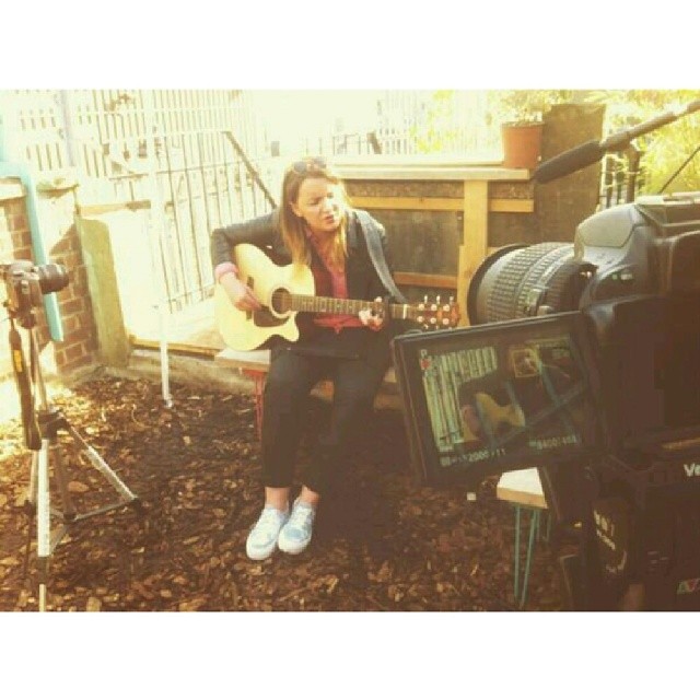 Recording a live session on a Camden rooftop.